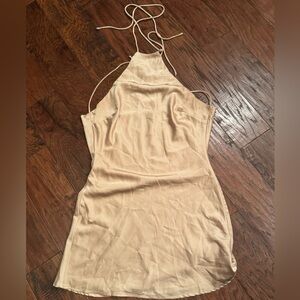 Backless halter Tan Dress